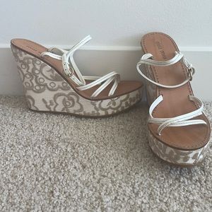 MIU MIU White Embroidered Wedge Heel (7)